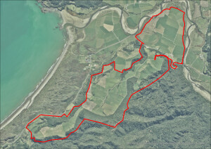 Satellite map showing outline of Cape Farm