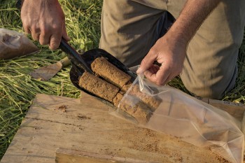 Core sampling for soil carbon measurement. Credit: Dave Allen Photography Core sampling for soil carbon measurement